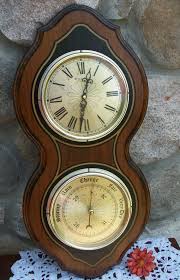 Brass Clock Barometer Wood