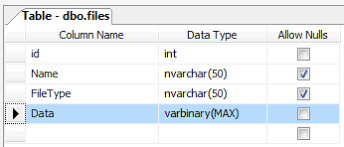 save files to sql server database using