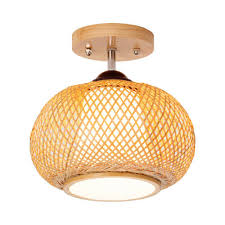 Cottage Bamboo Cage Ceiling Light Semi