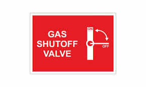 Gas Shut Off Valve Sign Fire