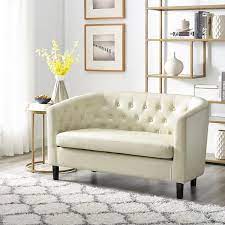 Emma Loveseat Naomi Home Upholstery Color Cream Faux Leather