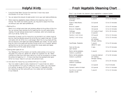 Helpful Hints Fresh Vegetable Steaming Chart Wolfgang