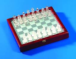 Glass Chess Game Set With Wooden Box