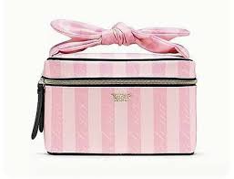 pink stripe small makeup bag