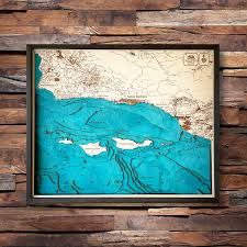 Santa Barbara 3d Wood Map Nautical