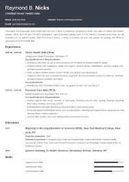 home health aide resume sle job