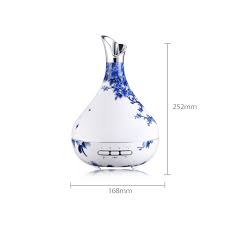 Us 31 35 41 Off Uk Plug Blue And White Porcelain Ultrasonic Led Color Night Light Cool Mist Aroma Humidifier Essential For Home Office Yoga Spa In
