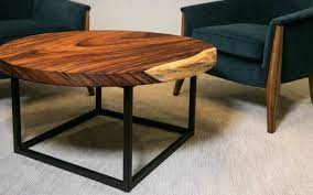 industrial wood slab coffee table