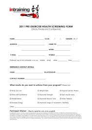 2016 pre exercise health screening form