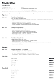 Starting your resume with an introduction like a professional profile saves employers time and helps convince them to read through the rest of the. Receptionist Resume Examples Skills Job Description Tips