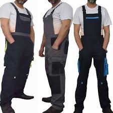 Details About Bib And Brace Overalls Heavy Duty Work Trousers Dungarees Knee Pad Pockets Uk