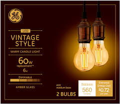 Ge Vintage 560 Lumen 6w Dimmable A19 Led Light Bulb 60w Equivalent 2 Pack Amber 42162 Best Buy