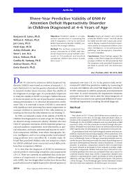 Attention deficit hyperactivity disorder (adhd) is a neurodevelopmental disorder characterized by inattention, or excessive activity and impulsivity, which are otherwise not appropriate for a person's age. Pdf Three Year Predictive Validity Of Dsm Ivattention Deficit Hyperactivity Disorderin Children Diagnosed At 4 6 Years Of Age