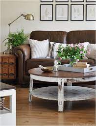 decorating with dark brown leather sofa
