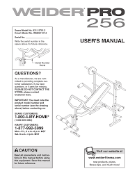 Weider Pro 256 Bench 15791 Users Manual Manualzz Com