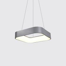 Metal Square Led Hanging Pendant Lights Contemporary 1 Light Pendant Lamp Fixture In Gray Beautifulhalo Com