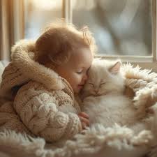 a cute baby playing with cat cute dp