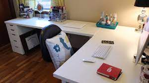 Long horizontal two person desk with drawers. Ikea Desks Office Makeover Youtube