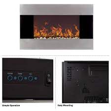 Northwest Stainless Steel Electric Fireplace With Wall Mount Remote