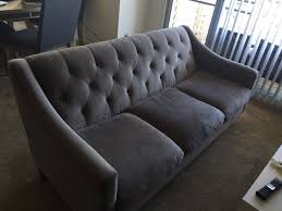 chloe velvet tufted sofa set in granite