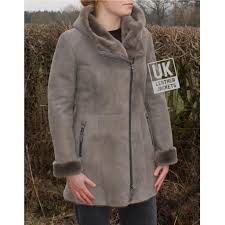 Womens Grey Merino Sheepskin Coat
