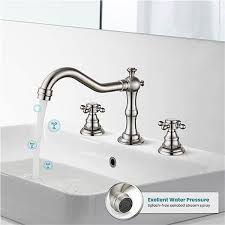 widespread bathroom faucet brushed nickel 3 holes deck mounted victorian style dual cross s hot and cold water with pop up drain embly with ov
