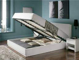 high gloss ottoman storage bed white