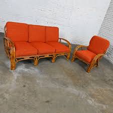 20th century triple strand rattan sofa