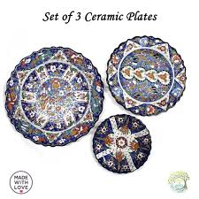 Set Of 3 Wall Plates Decorative Ceramic