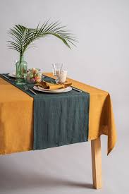Forest Green Linen Table Runner