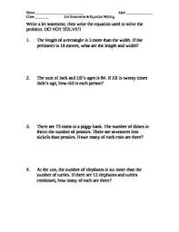 I can solve equations with the variable on both sides. Identifying Variables And Writing Equations Writing Equations Word Problems Word Problem Worksheets
