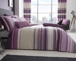 Purple Mauve Striped Duvet Cover With
