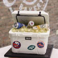 yeti cooler shaped grooms cake with