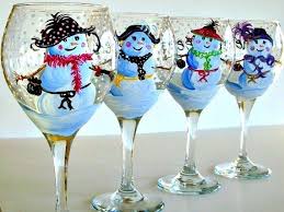 Handpainted Wine Glasses Snow Las