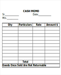 8 Cash Memo Templates Free Sample Example Format Download