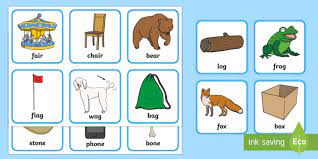 There are three pictures on the bottom of each card and kids can select the one that rhymes with the large image/word on the top. Rhyming Pairs Picture Cards Ks1 Resources