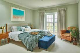 green bedroom with carpet ideas