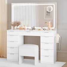 vanity set makeup table with large led