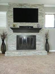 Mini Stacked Stone Fireplace Living