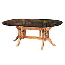 Oval Glass Top Dining Table With Twin