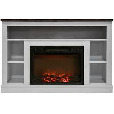 white electric fireplace with mantel