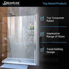 Hinged Shower Door With Glass Shelves