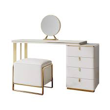modern and elegant 47 in white makeup vanity sets with 4 large drawerirror stool