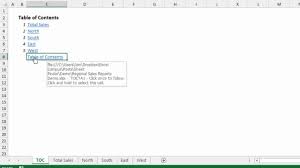 in excel with backlinks to each sheet