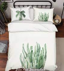 3d Cactus Duvet Covers Set Green Quilt