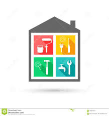 House Maintenance Logo With Different Work Tools Stock Vector