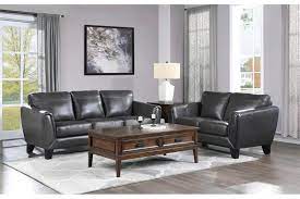 Dark Gray Leather Sofa Set