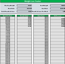 weight loss compeion spreadsheet
