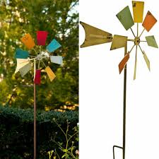 home garden metal windmill stake