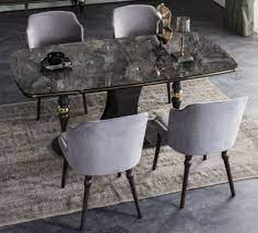 Signature design by ashley chadoni contemporary dining room drop leaf extension table, gray. Casa Padrino Luxury Art Deco Dining Room Set Gray Black Brass 1 Dining Room Table With Glass Top In Marble Look 4 Dining Chairs Art Deco Dining Room Furniture